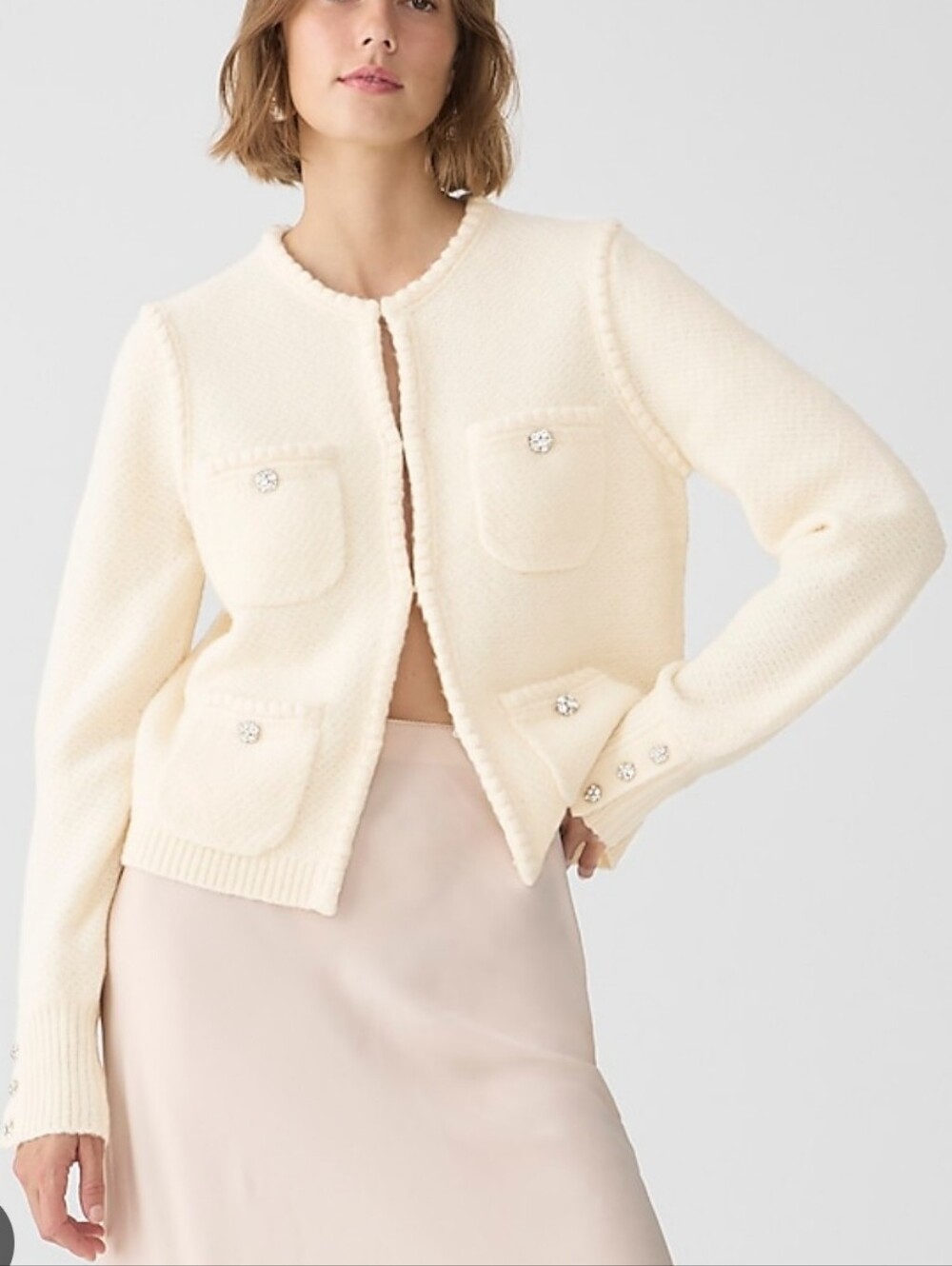 J. Crew Odette Sweater Lady Jacket Alpaca Merino Wool Blend Preppy Feminine